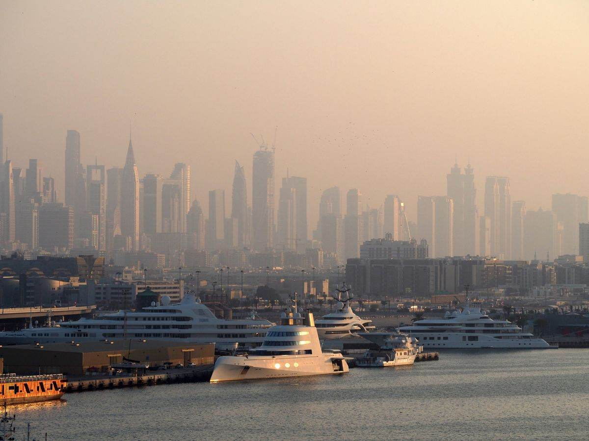 Dubai skyline across the marina