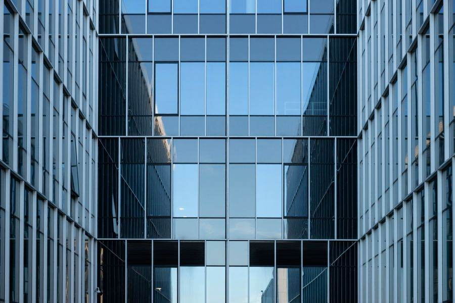 Glass office courtyard